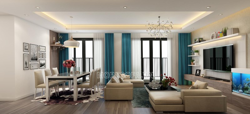 Ghế sofa góc da màu be